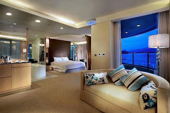 luxury resort room with couch