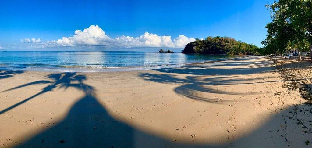 clean beach in front of ocean