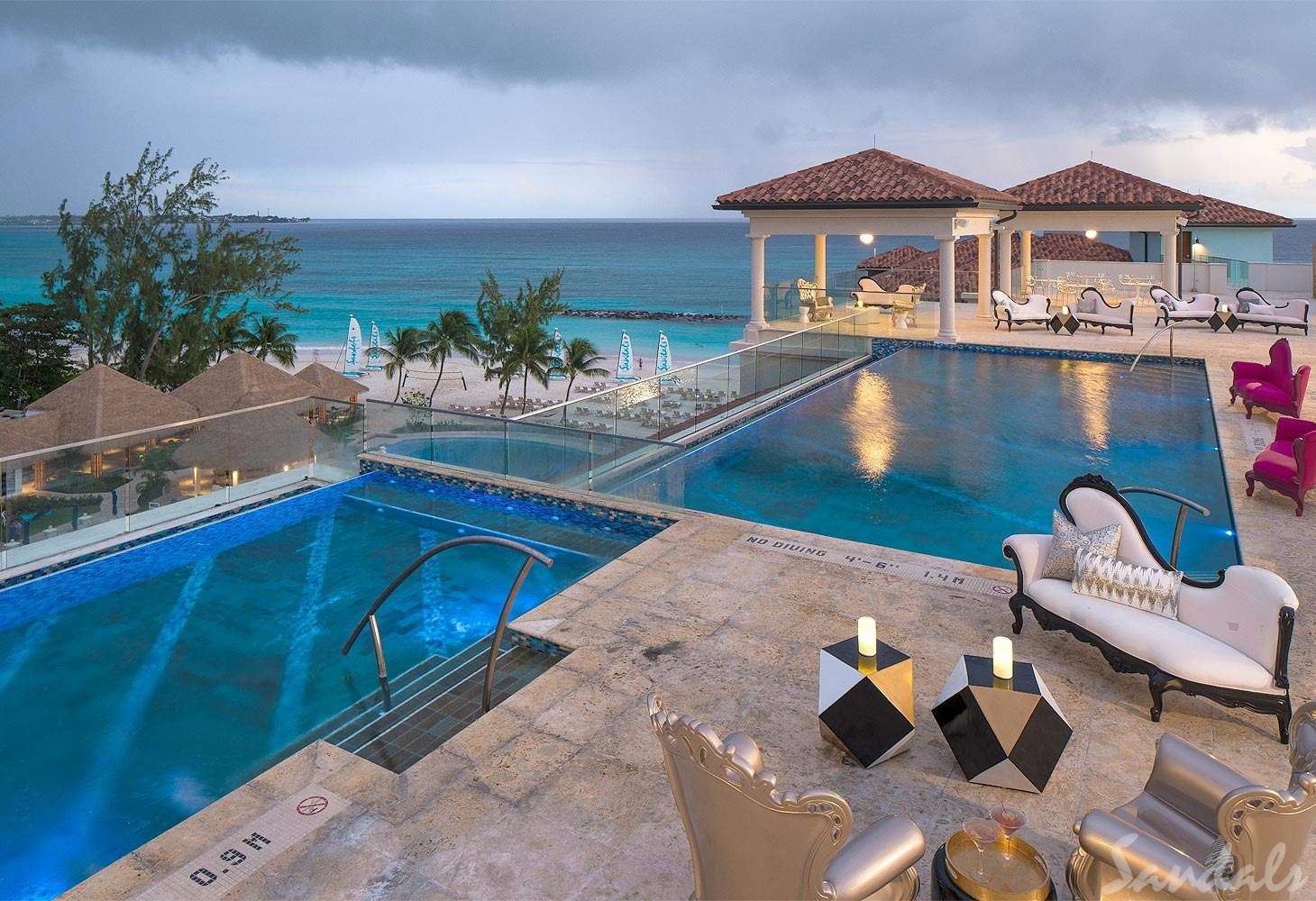 two rectangle pools at ocean