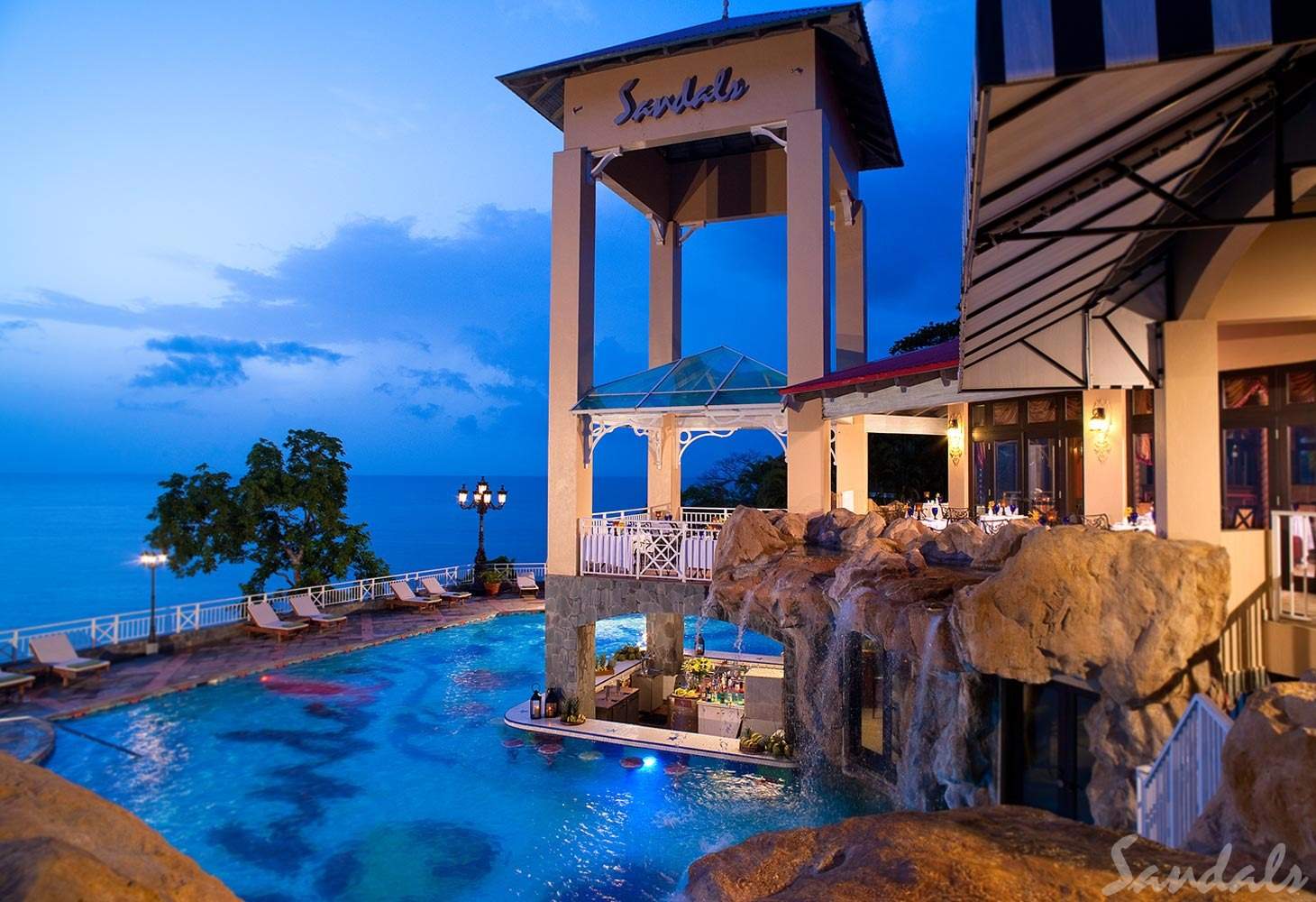 infinity pool with tower