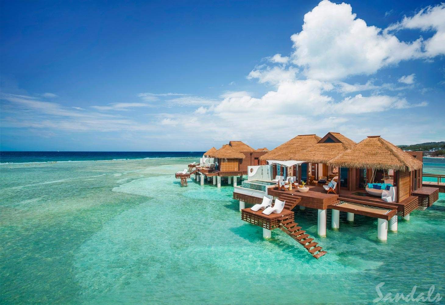 multiple over-water cabanas