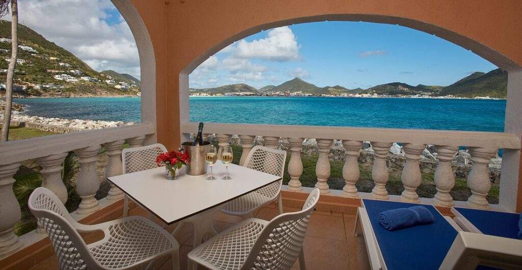 private resort balcony overlooking ocean