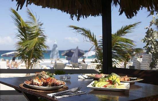 food on table on the beach