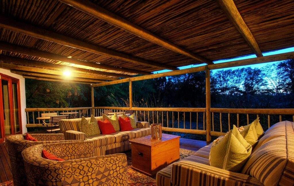 seating under covered patio