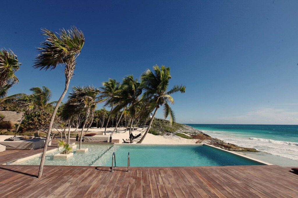 square resort pool on beach