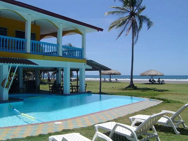 two story building behind pool