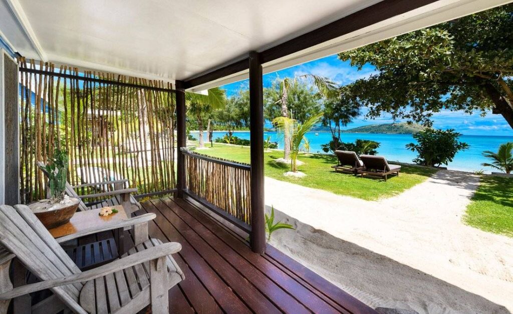 tropical resort balcony on the beach