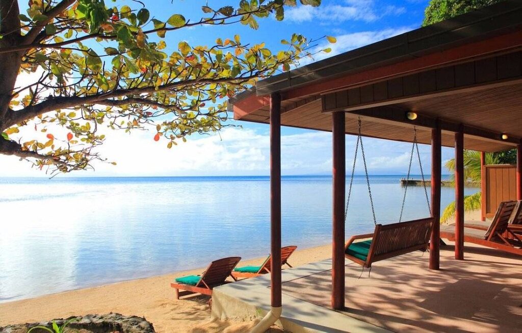 chairs and swing on the beach