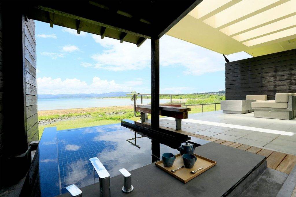 private resort pool with covering