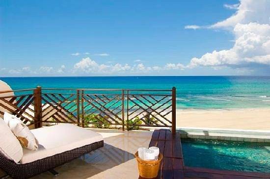 resort patio with private pool at beach