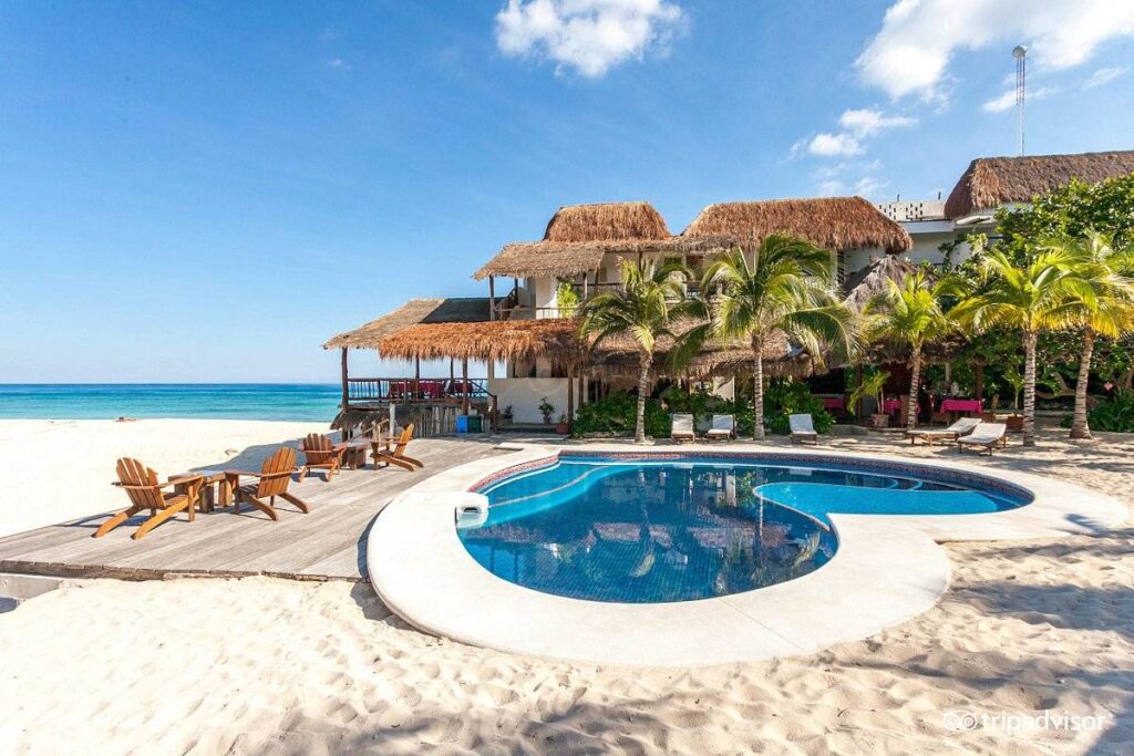 heart shaped pool on beach