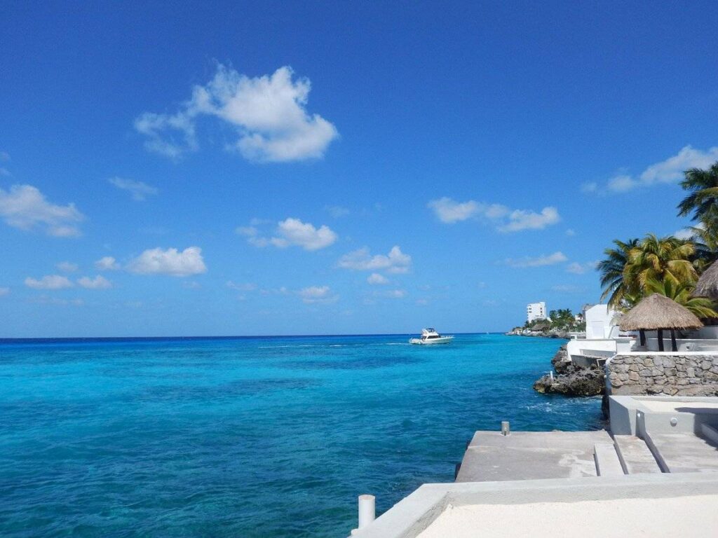 white steps leading into ocean