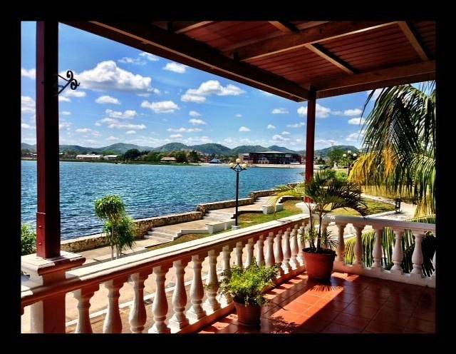 covered patio at the water