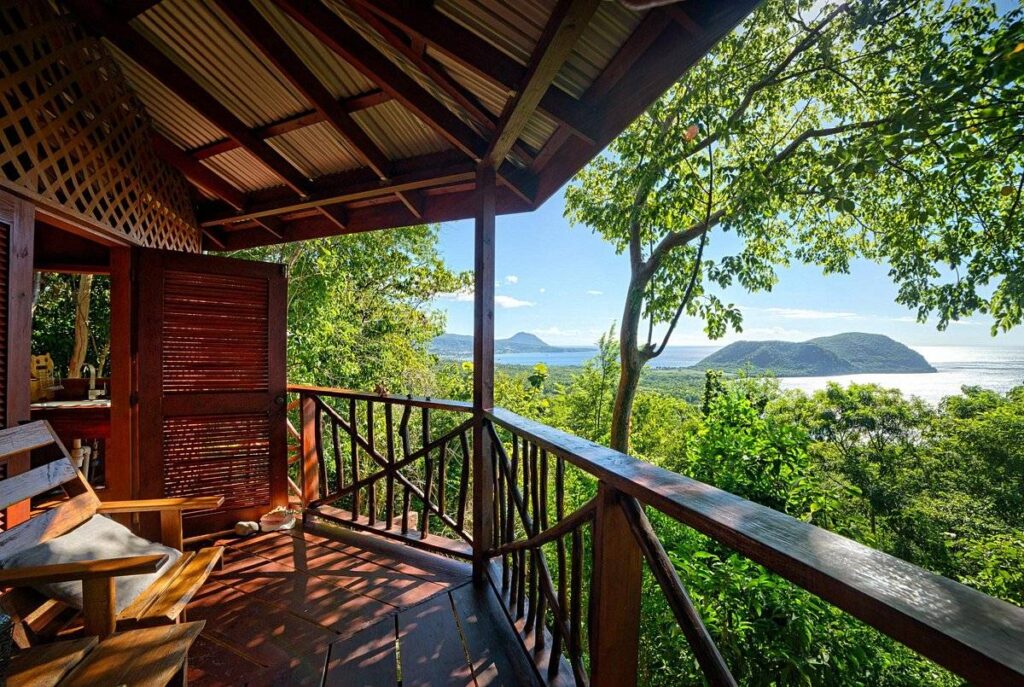 wooden balcony overlooking jungle