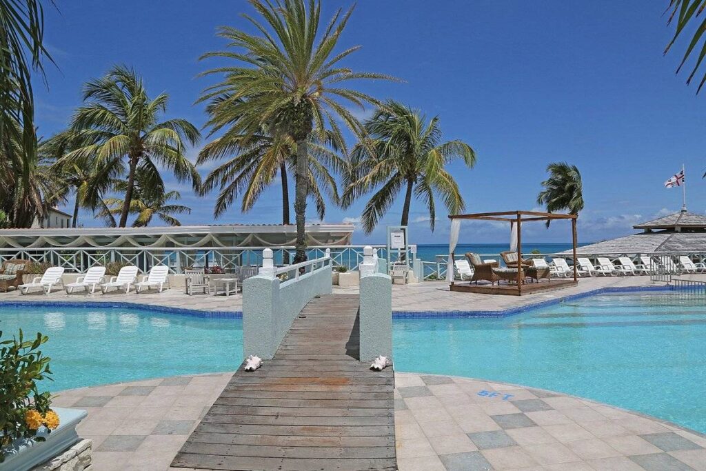 bridge over resort pool