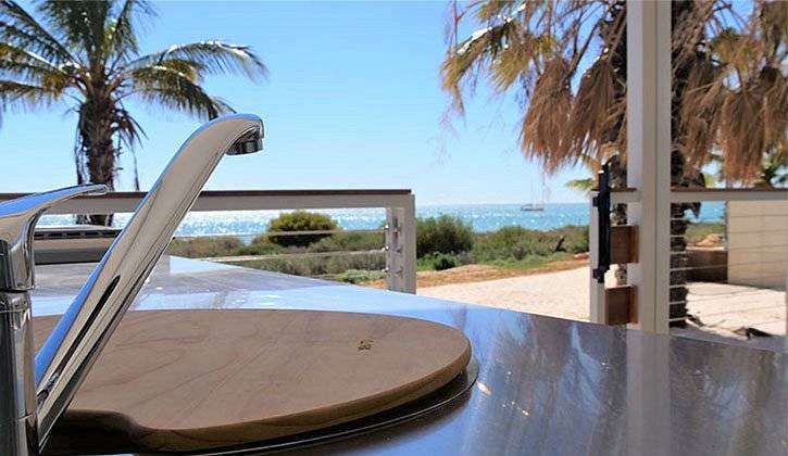 faucet on outside since at the beach