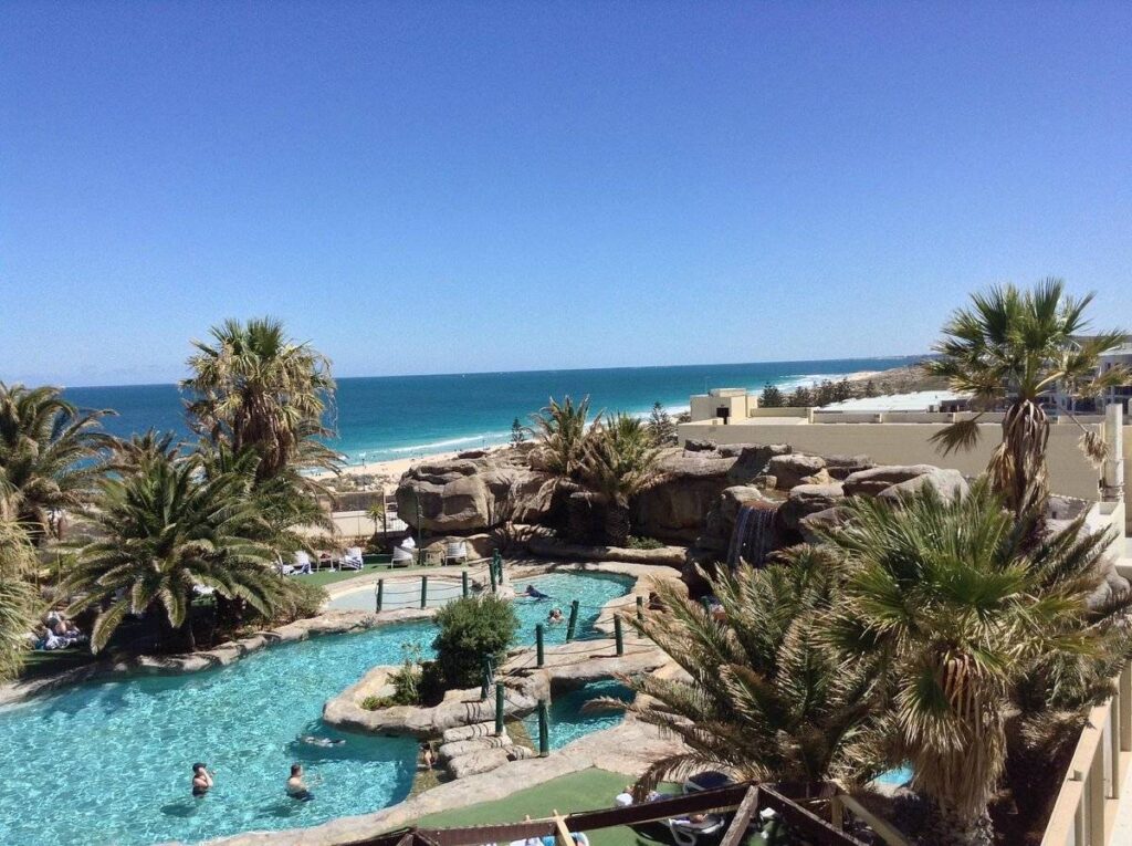 aerial view of resort pool at the beach