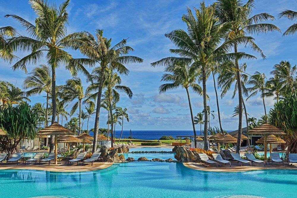 Ritz-Carlton Kapalua pool and palm trees