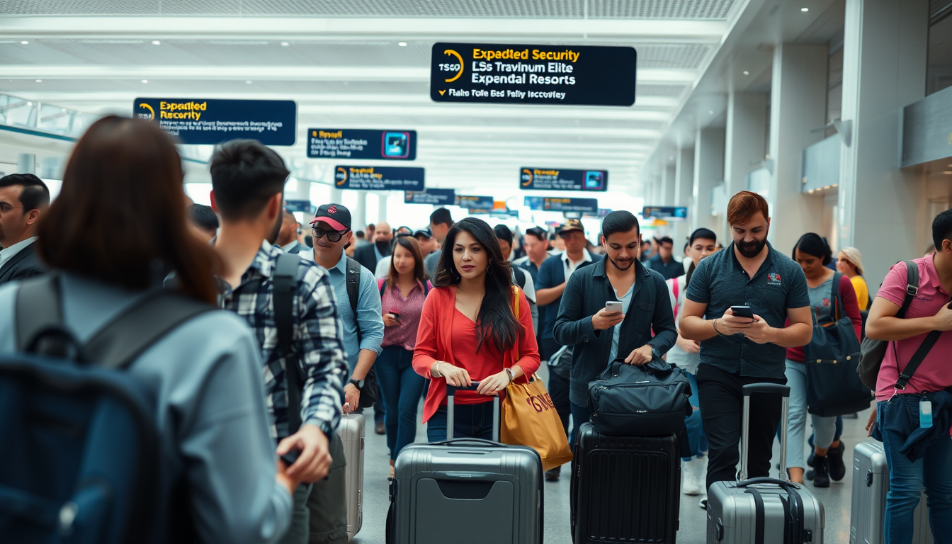A busy airport terminal with travelers moving efficiently some using Travelpro luggage