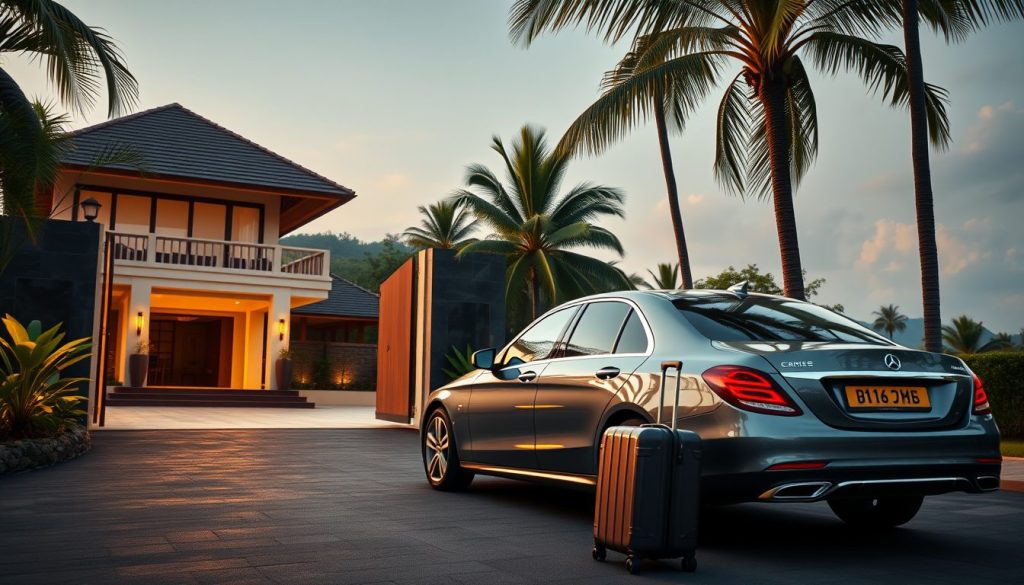 Bali resort concierge transportation planning scene with itinerary details