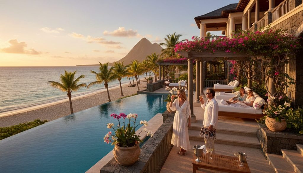 Resort guests enjoy an upscale beachfront setting in Barbados